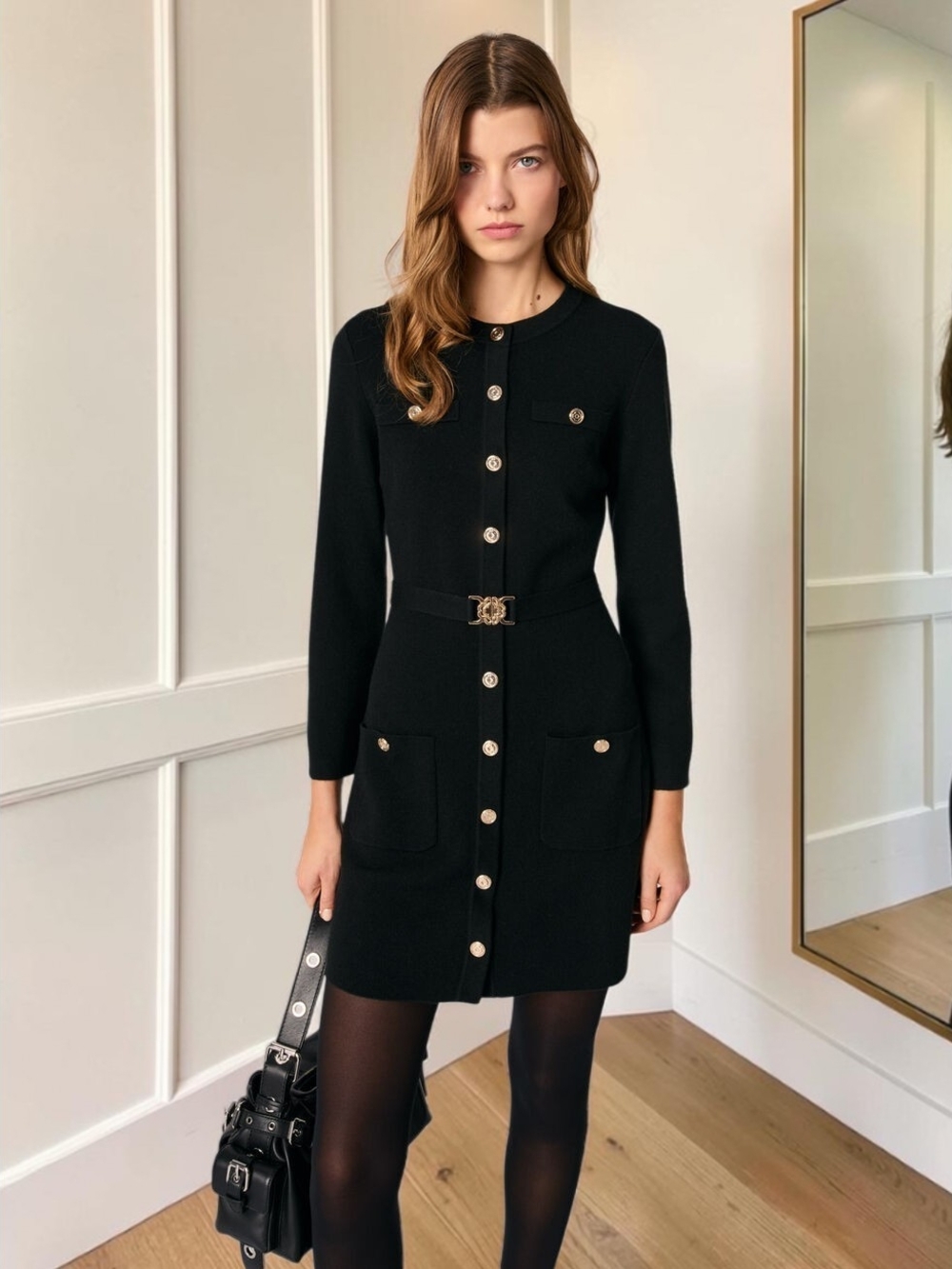 Maje NWOT Black Knit Dress (Cape Not Included) Size 40 | MSRP $510